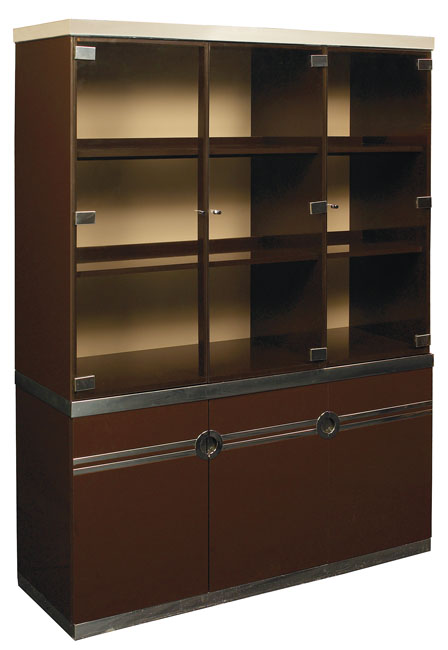 Appraisal: Pierre Cardin storage cabinet three-door lower cabinet supports removable top