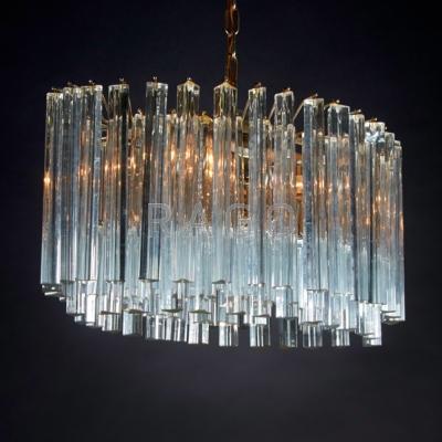 Appraisal: CAMER Tiered boat-shaped chandelier Italy s Nickel-plated brass leaded crystal