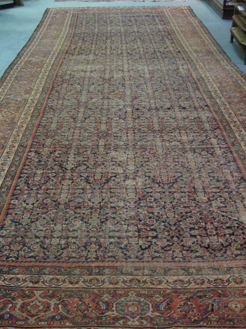 Appraisal: Antique Mahal Rug overall wear some tears on edge some