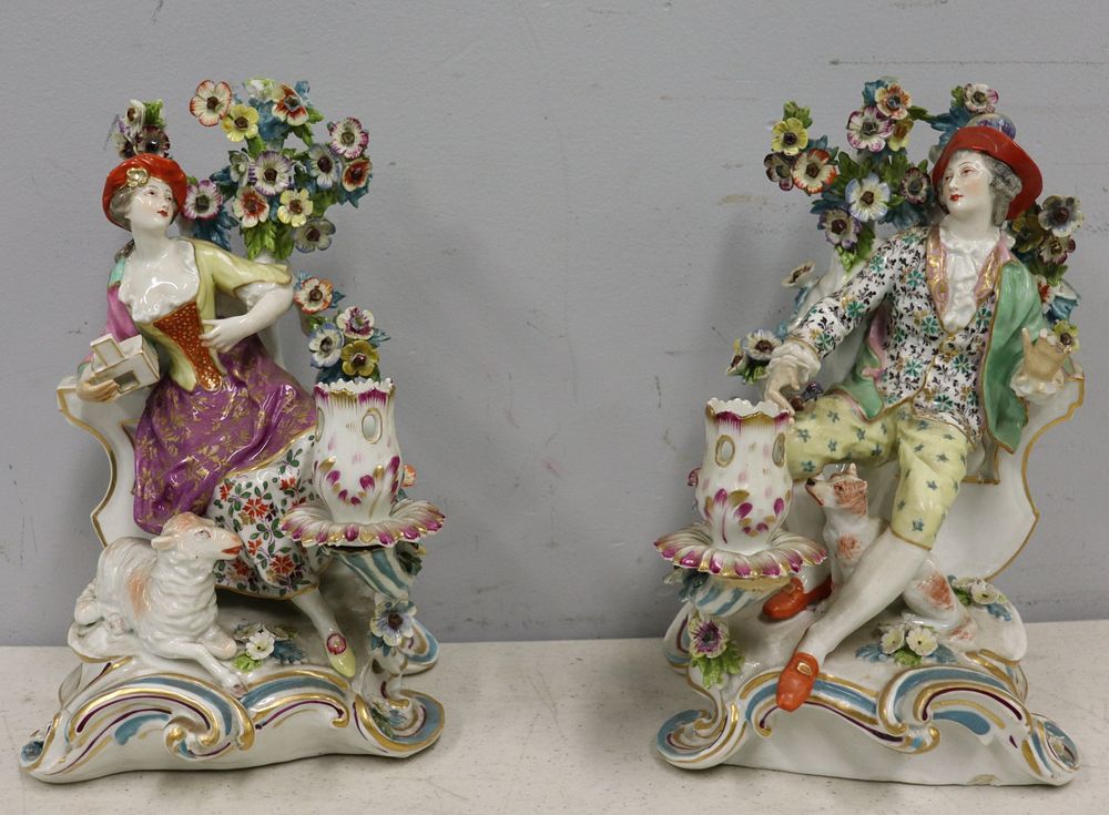 Appraisal: A Pair Chelsea Porcelain Figural Candle Holders From a Westchester