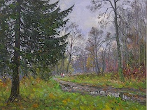 Appraisal: Alexander Alexandrovsky Russian born Rainy Park Oil on canvas initialed