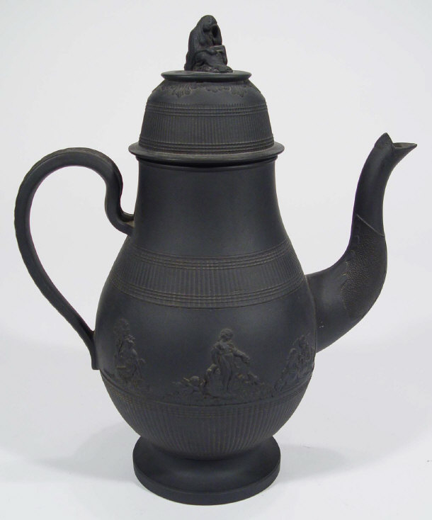 Appraisal: Victorian Wedgwood style black basalt teapot and cover the lid