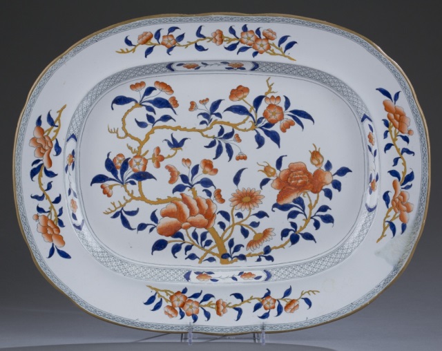 Appraisal: th c English Ironstone Platter Blue and orange floral decoration