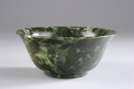 Appraisal: CHINESE SPINACH JADE BOWL - in diameter Small chip on