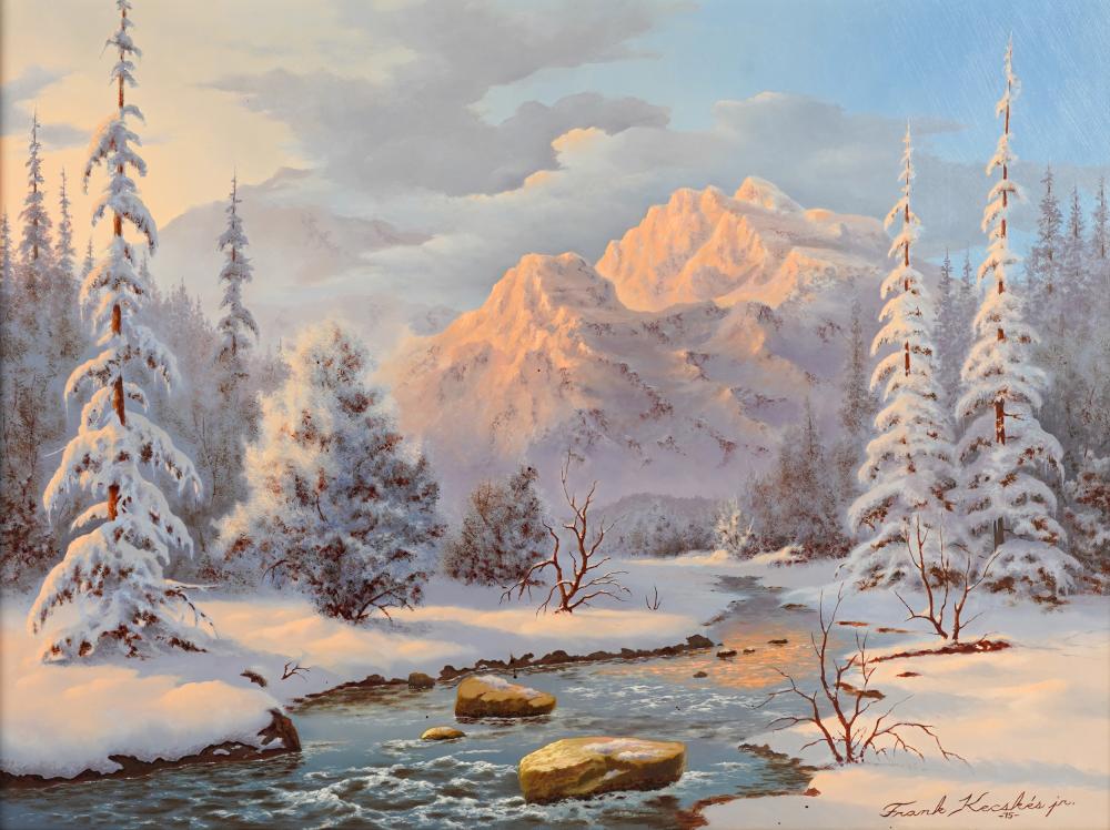 Appraisal: FRANK KECSKES JR B WINTER LANDSCAPE oil on panel signed