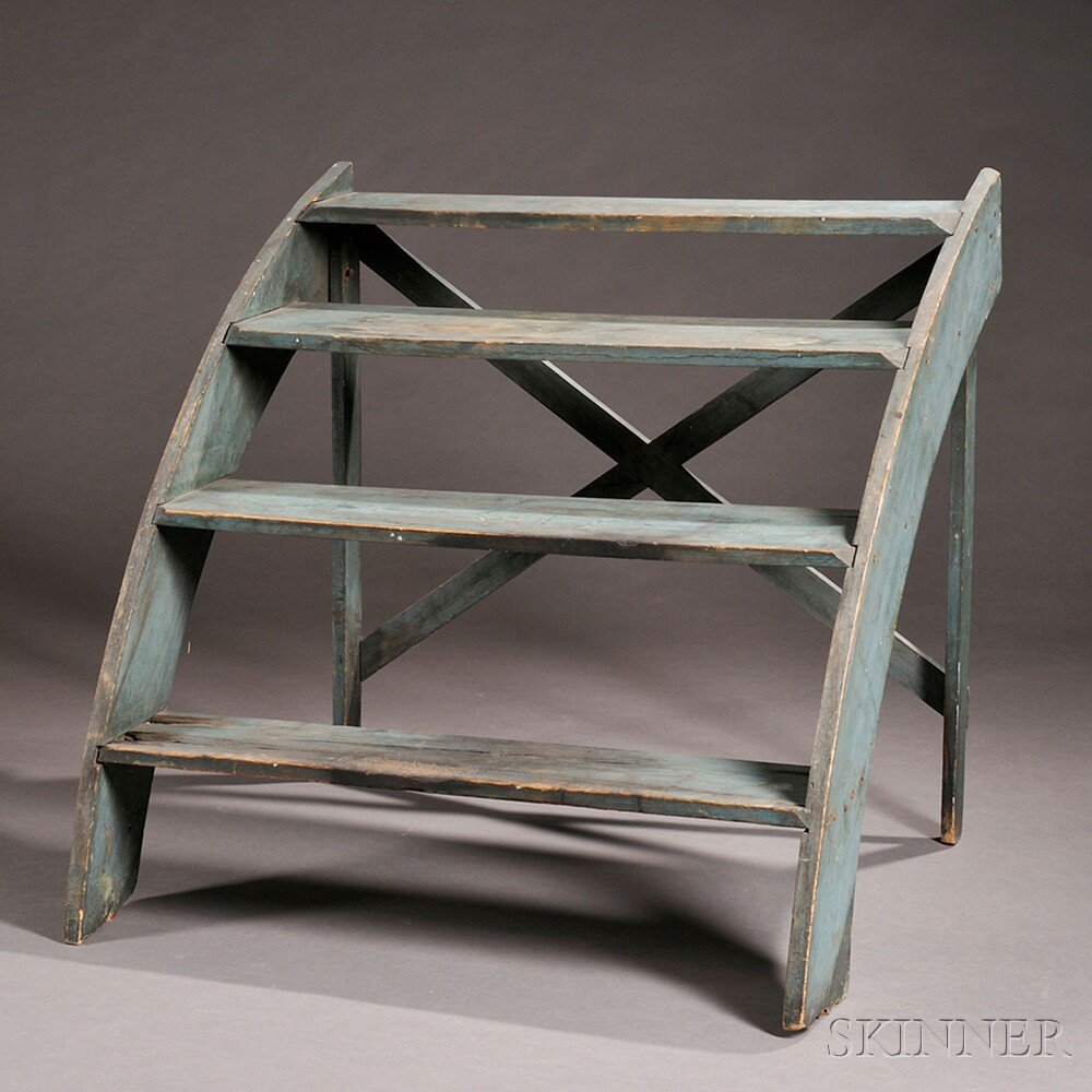 Appraisal: Blue-painted Plant Stand New England last half th century the