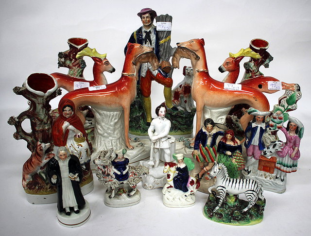 Appraisal: A GROUP OF VARIOUS STAFFORDSHIRE FLAT BACK FIGURINES and other