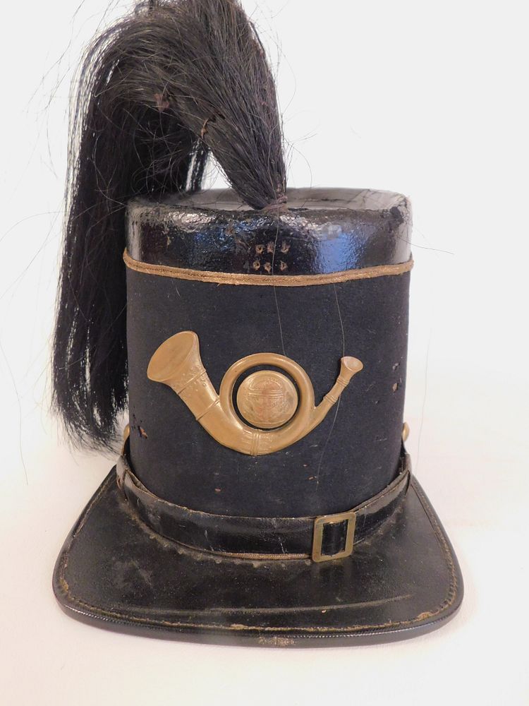 Appraisal: GEORGIA MILITIA SHAKO HAT Rare pre-Civil War militia black pressed