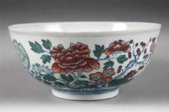 Appraisal: Chinese Wucai porcelain bowl th century peony and floral decoration