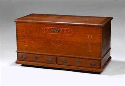 Appraisal: Inlaid walnut blanket chest with two drawers possibly chester county