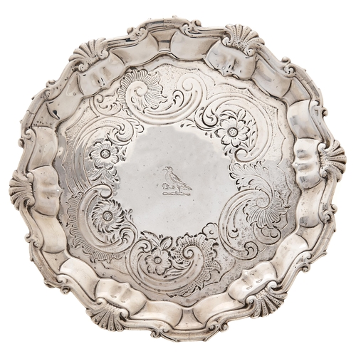 Appraisal: A George II silver waiter later chased crested the underside