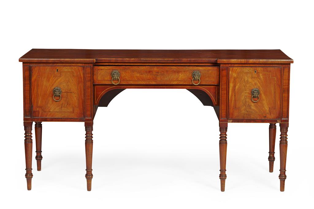 Appraisal: REGENCY MAHOGANY AND CROSSBANDED SIDEBOARD EARLY TH CENTURY the inverted