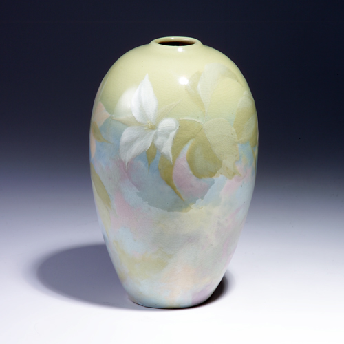 Appraisal: Fine WELLER bulbous vase painted with peach and ivory flowers