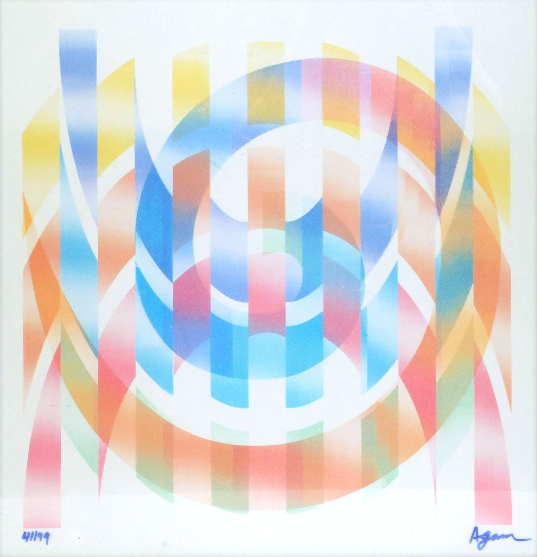 Appraisal: AGAM Yaacov Gipstein ''Untitled'' Mixed Media Lithograph Under a Lenticular