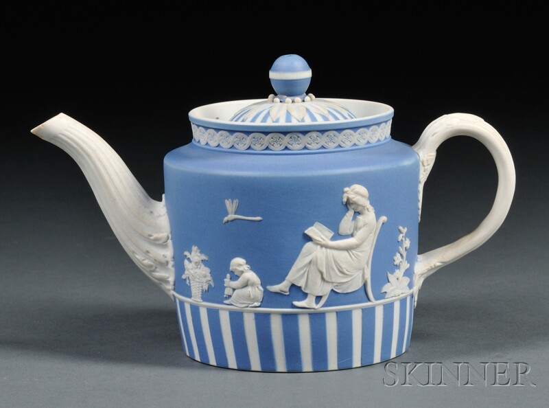 Appraisal: Wedgwood Blue Jasper Dip Teapot and Cover England late th