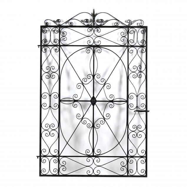 Appraisal: A LARGE VINTAGE WROUGHT IRON ESTATE GATE Circa s black