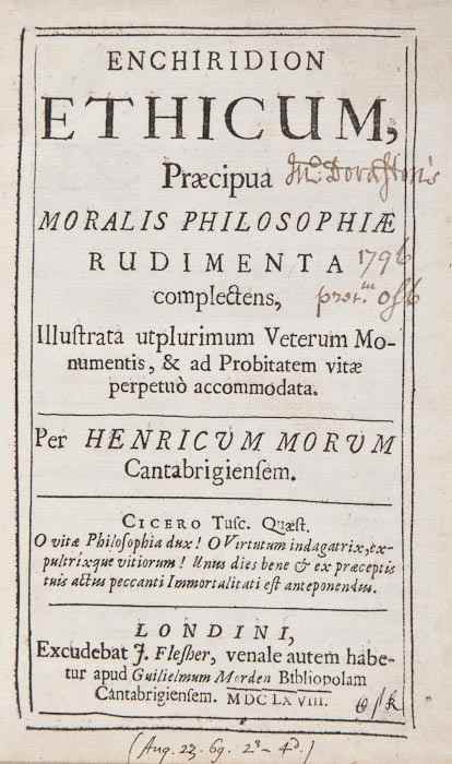 Appraisal: More Thomas Enchiridion Ethicum Pr cipua Moralis Philosophi initial imprimatur