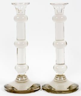 Appraisal: FOOTED CRYSTAL SINGLE LIGHT CANDLESTICK HOLDERS FOOTED CRYSTAL SINGLE LIGHT