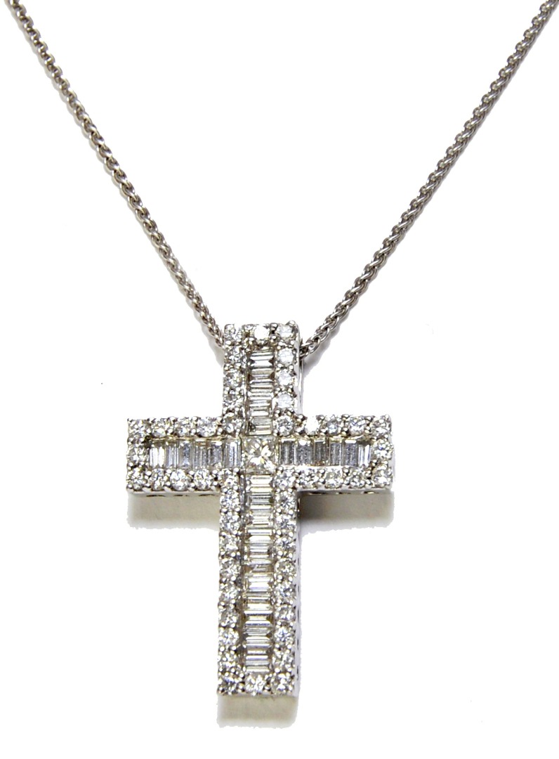 Appraisal: A white gold and diamond set pendant cross mounted with