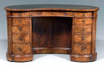 Appraisal: Fine signed Gillow burlwood desk highly figured burlwood veneers overall