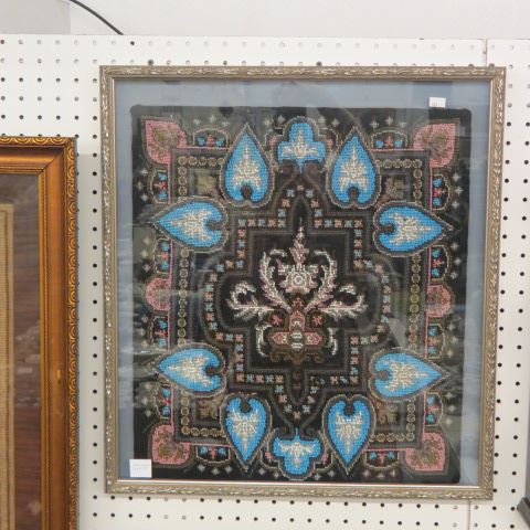 Appraisal: th Century French Beaded Artwork x framed