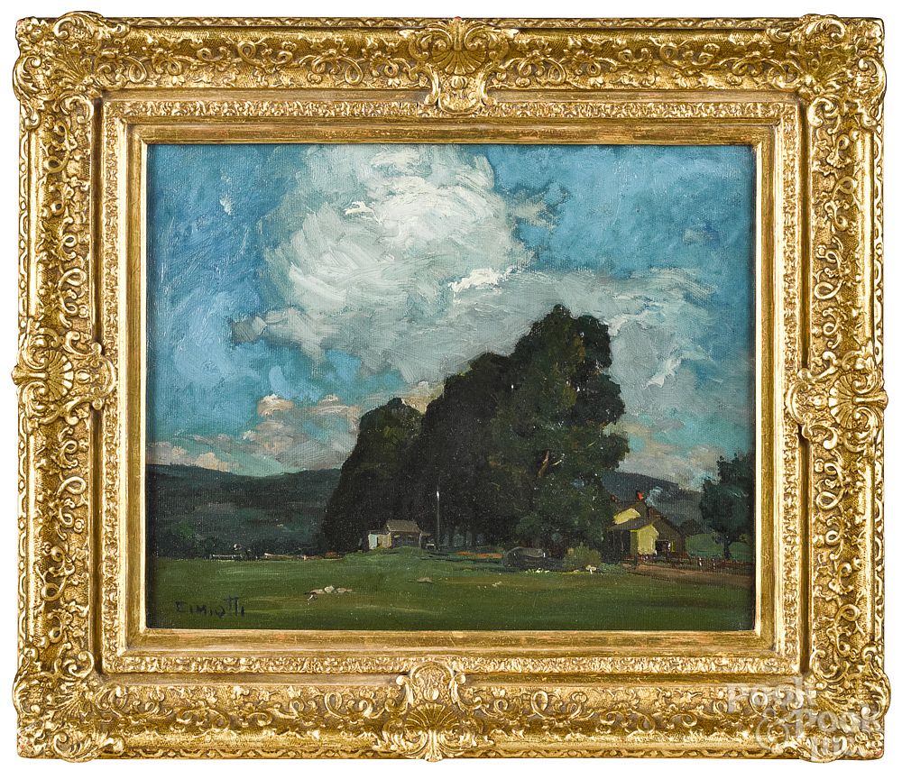 Appraisal: Gustave Cimiotti Jr oil on canvas landscape Gustave Cimiotti Jr