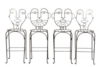 Appraisal: Set Frederick Weinberg Style Figural Barstools Style of Frederick Weinberg