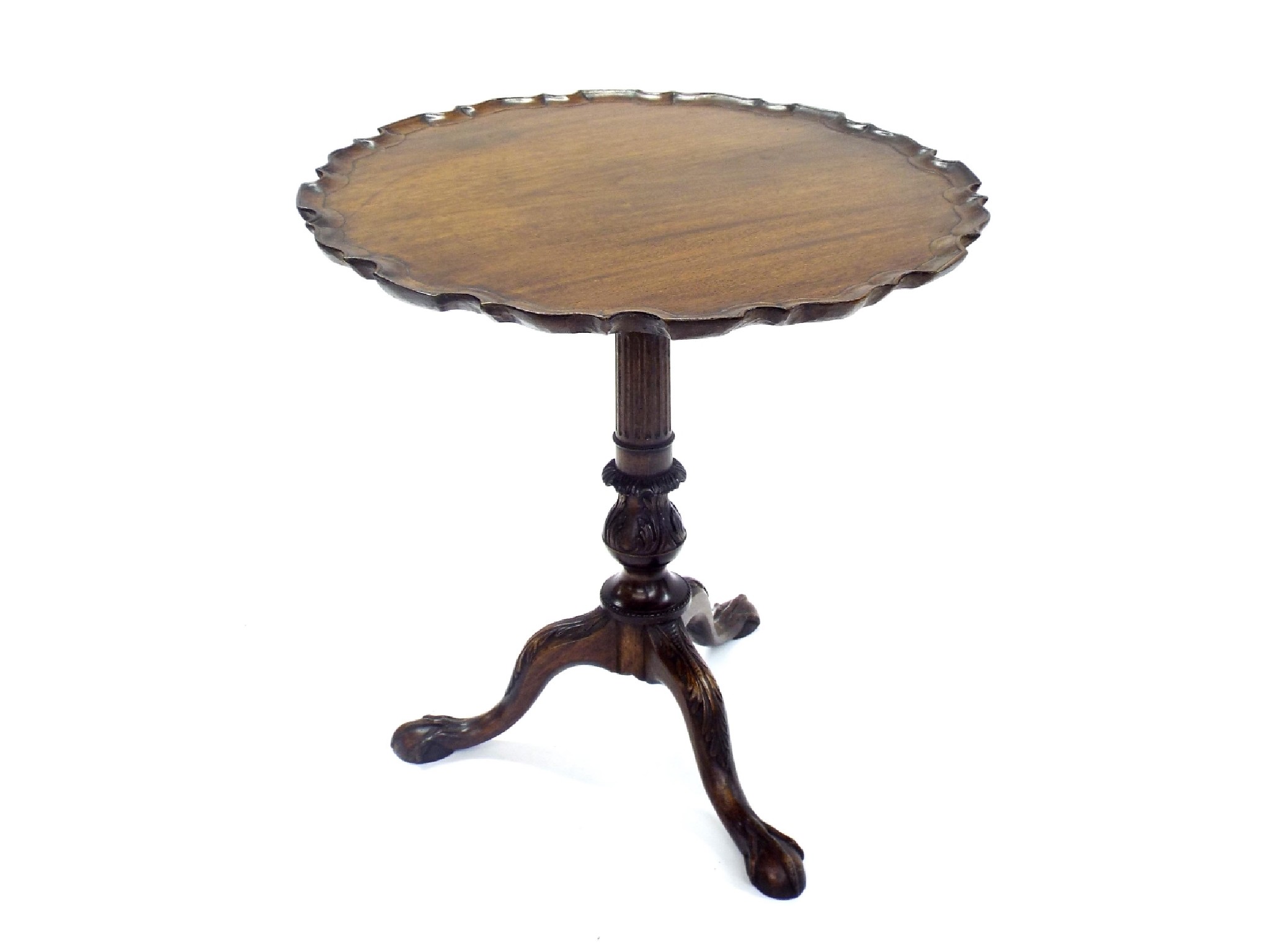 Appraisal: th century mahogany tripod tilt-top table the top with piecrust