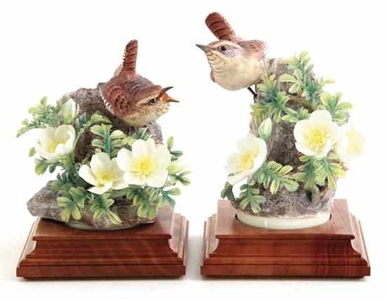 Appraisal: Pair Dorothy Doughty Wren Troglodytes Parvulus and Burnet Rose circa