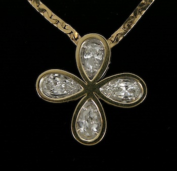 Appraisal: Diamond Four Leaf Clover Necklace k yellow gold chain set