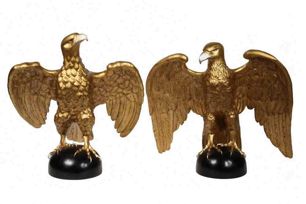 Appraisal: PAIR OF EAGLES - Pair of carved and gilded eagles