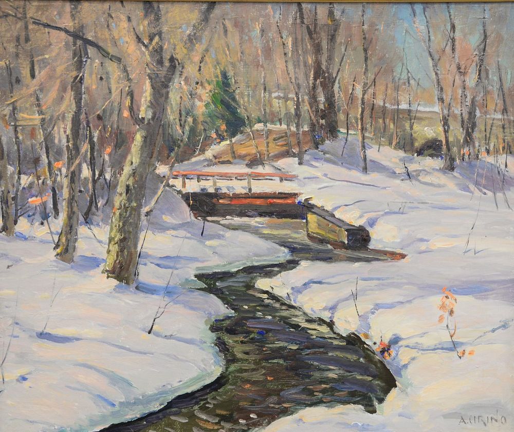 Appraisal: Antonio Cirino American - Frozen Stream oil on canvas signed