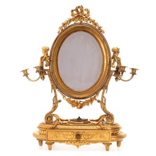 Appraisal: Beautiful Belle Epoque bronze vanity mirror Beautiful Belle Epoque bronze