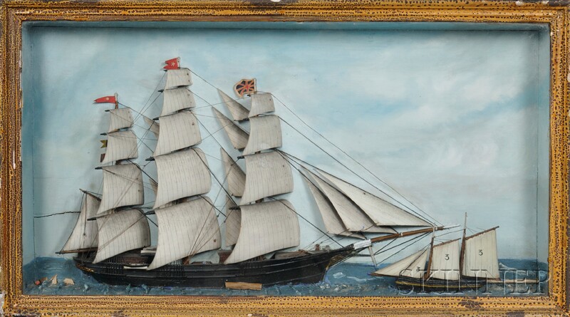 Appraisal: Ship Diorama England or America late th century depicting a