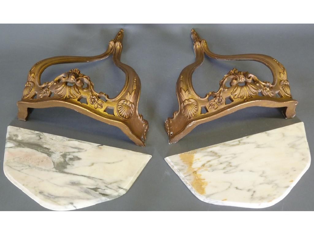 Appraisal: PAIR OF TH CENTURY ITALIAN MOULDED GILT COMPOSITE AND WHITE