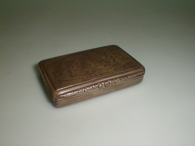 Appraisal: A George IV silver snuff box rectangular the cover engraved