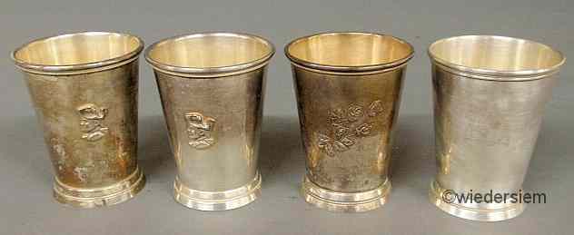 Appraisal: Four sterling silver mint julep cups two with applied profiles