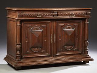 Appraisal: French Henri II Style Carved Oak Sideboard c French Henri