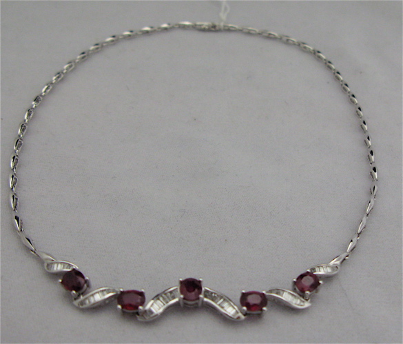 Appraisal: RUBY DIAMOND AND EIGHTEEN KARAT WHITE GOLD NECKLACE - inches