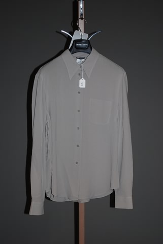 Appraisal: Giorgio Armani gray silk long sleeve blouse with shirt collar