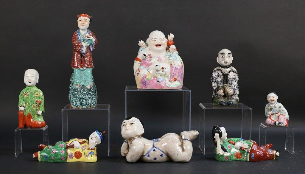 Appraisal: GROUPING OF CHINESE PORCELAIN FIGURESGrouping of Chinese porcelain figures ho