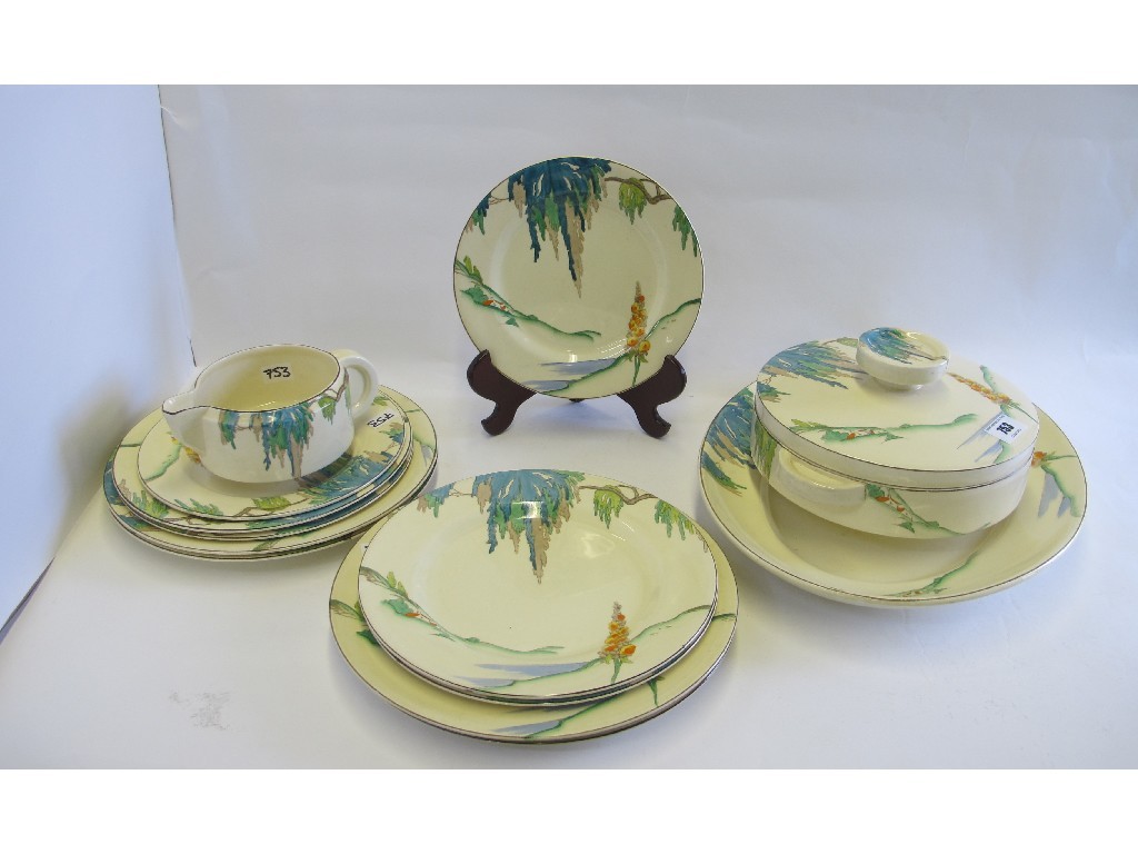 Appraisal: Clarice Cliff Royal Staffordshire pottery 'Sunny Brook' pattern part dinner