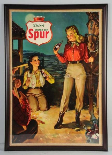 Appraisal: Cardboard Spur Sign Description Framed under glass Features two cowgirls