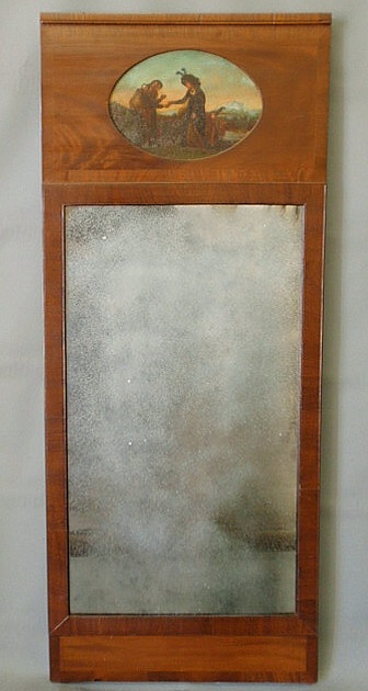 Appraisal: Continental mahogany pier mirror th c with an inset oval