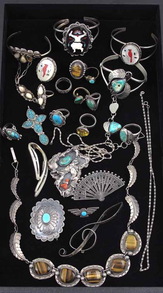 Appraisal: COLLECTION OF SOUTHWEST JEWELRY A piece assembled collection of rings