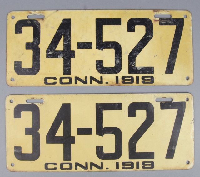 Appraisal: Connecticut Non-Porcelain License PlatesSet of two Very Good condition with