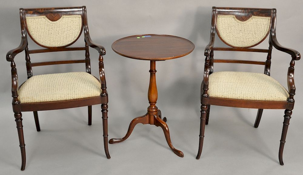 Appraisal: Three piece group to include Margolis mahogany candle stand and