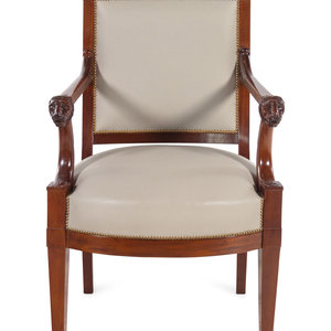 Appraisal: A Consulat Mahogany Lion-Head Fauteuil by Jacob Fr res Circa