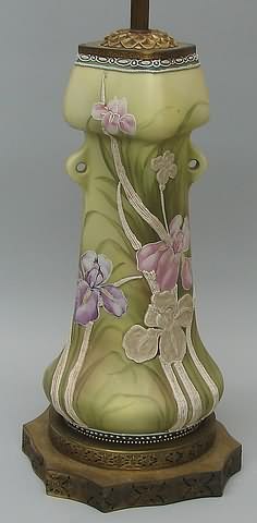 Appraisal: Vase converted into a lamp base featuring floral design on