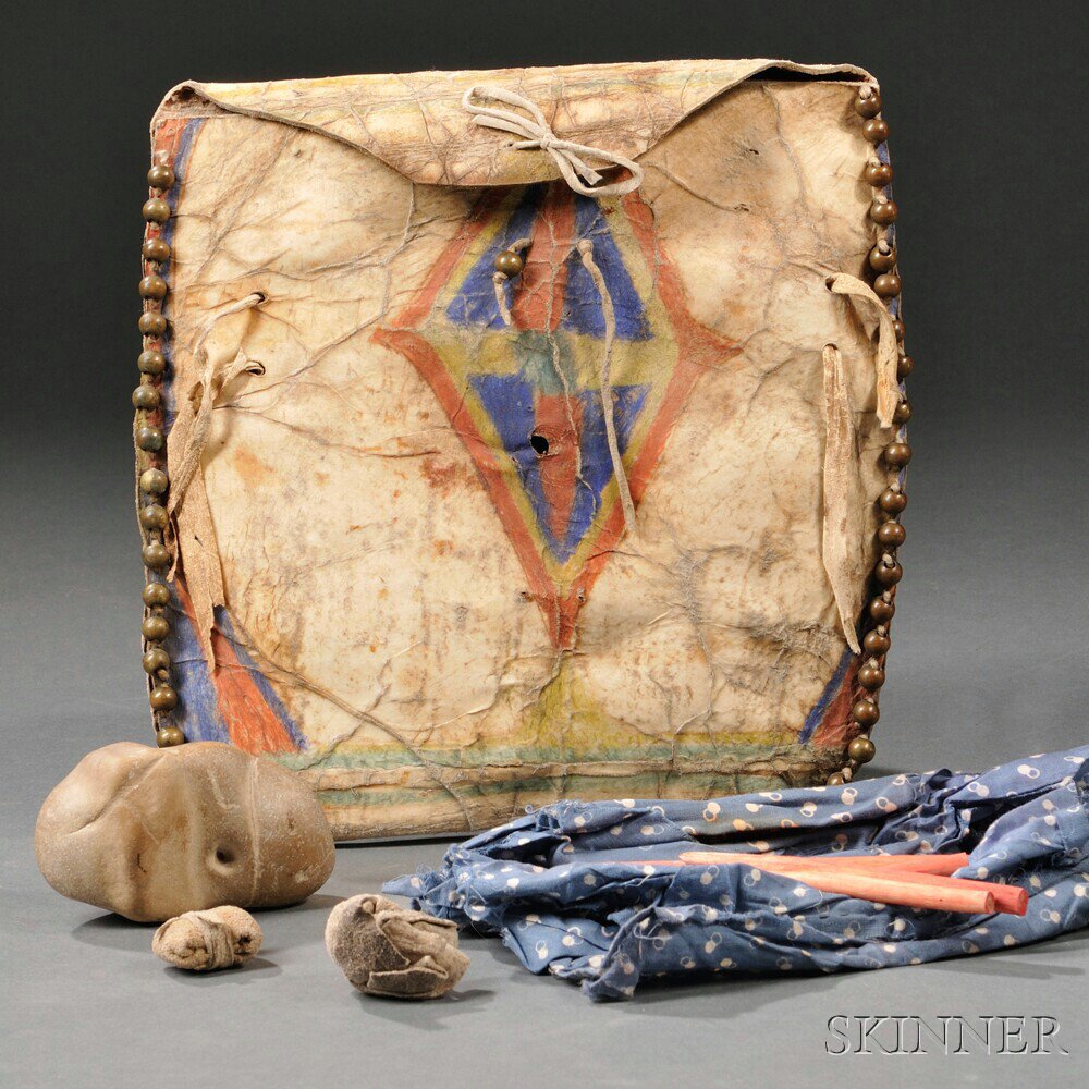 Appraisal: Blackfoot Painted Buffalo Hide Parfleche Case c s s painted